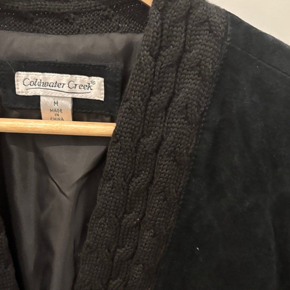 Coldwater Creek Elegant Suede and Wool Black Blazer